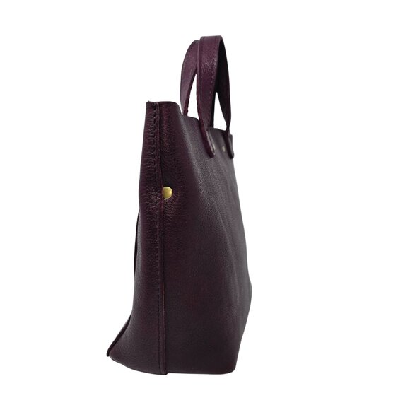 Portland Leather Goods Mini Crossbody Tote Classic Snap Plum Purple Handbag - Picture 5 of 16